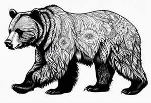 Grizzly bear full body tattoo idea