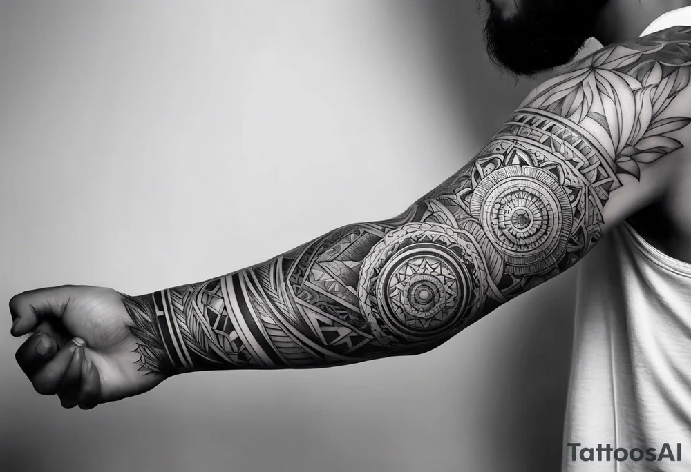 full arm tattoo black work tattoo idea