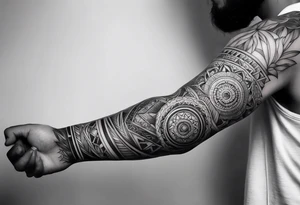 full arm tattoo black work tattoo idea