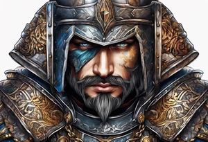 a beggar half suited in knights armor tattoo idea
