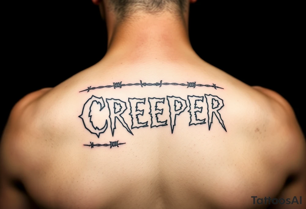“Creeper” different fonts with barbed wire tattoo idea