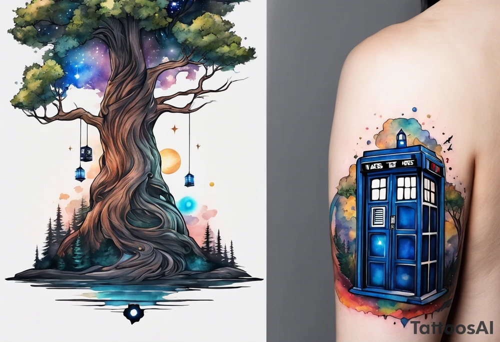 Tree with Star wars and a tardis tattoo idea