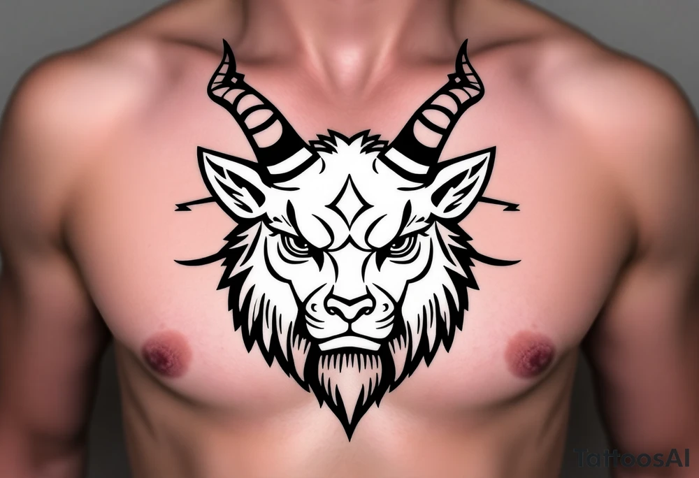 Capricorn head  10x15 cm 
Neutral face tattoo idea