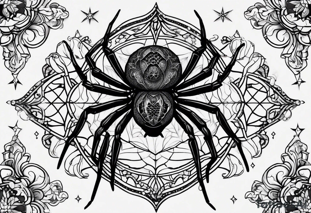 Dark feminine spider tattoo idea