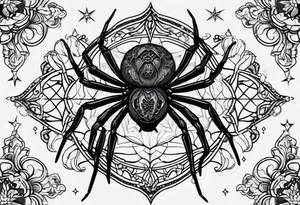 Dark feminine spider tattoo idea