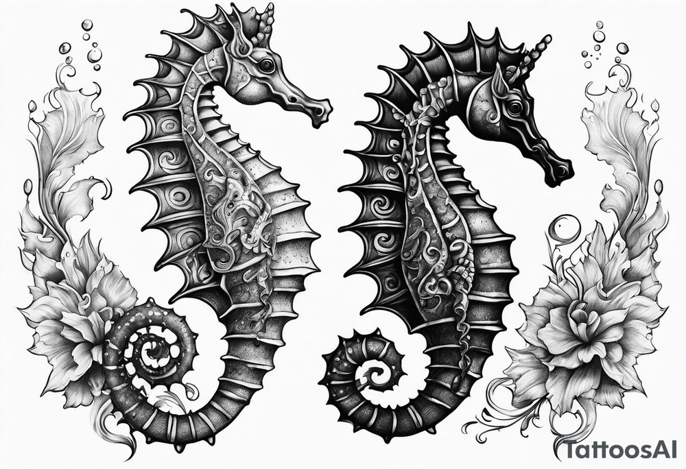 Under ocean seahorse tattoo idea