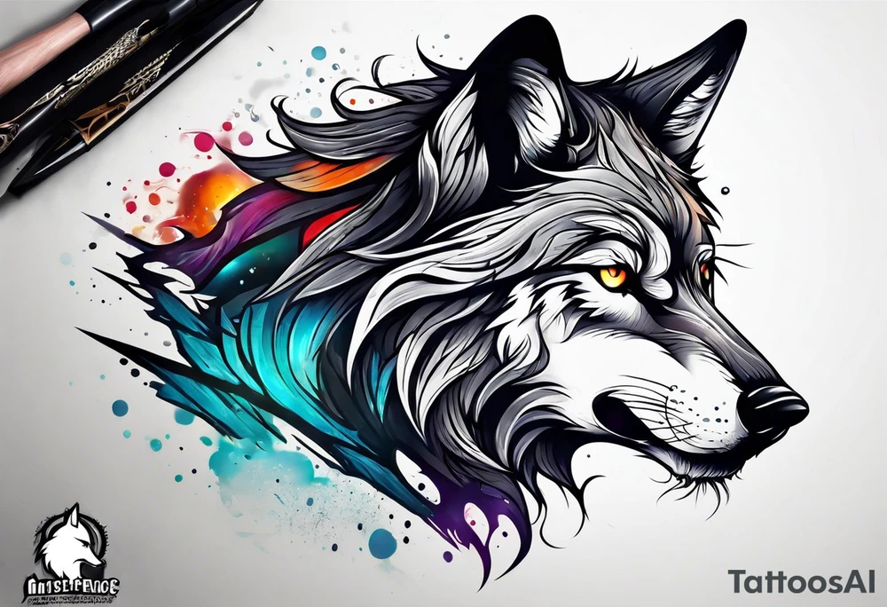 a wolf roaring tattoo idea