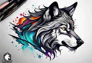 a wolf roaring tattoo idea