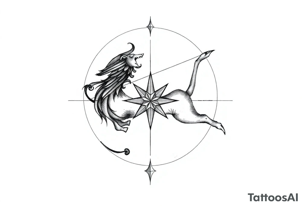 I want a small tattoo with a Sagittarius star sign in a japanesse theme tattoo idea