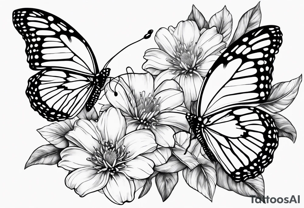 Butterflies with lilys, asters and morning glories tattoo idea