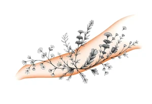 Parsley sage rosemary and thyme botanical drawing tattoo idea