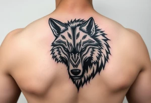 aggressive wolf head tattoo idea