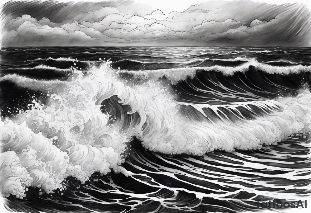 stormy sea, I am lonely and irresistible as a sea element tattoo idea