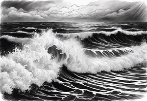 stormy sea, I am lonely and irresistible as a sea element tattoo idea