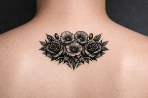 Black Roses and Poppies tattoo idea