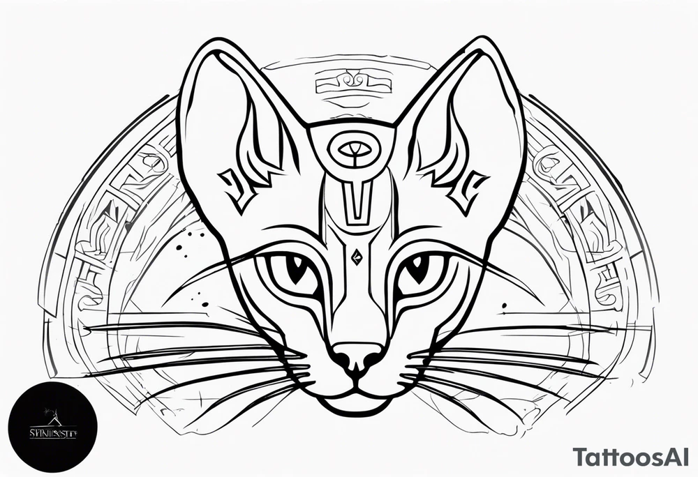 Simple tattoo of Bastet in a simple way, masculine but with the eye of Ra tattoo idea