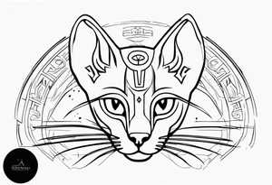 Simple tattoo of Bastet in a simple way, masculine but with the eye of Ra tattoo idea