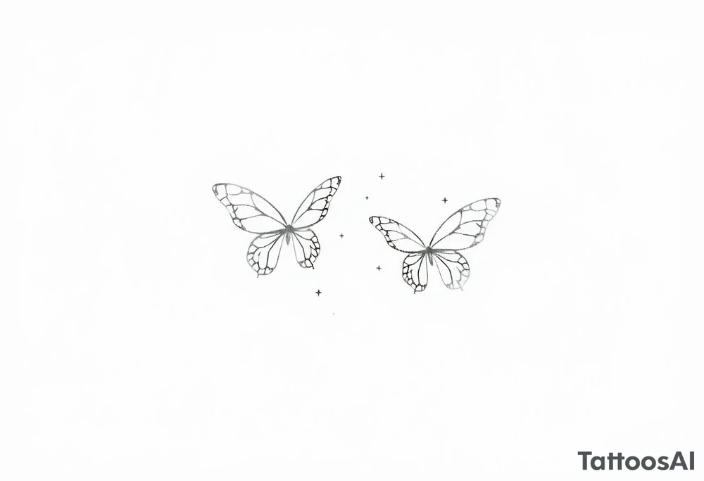Dainty and fine line basic butterflies with sparkles tattoo idea