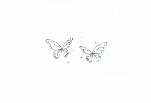 Dainty and fine line basic butterflies with sparkles tattoo idea