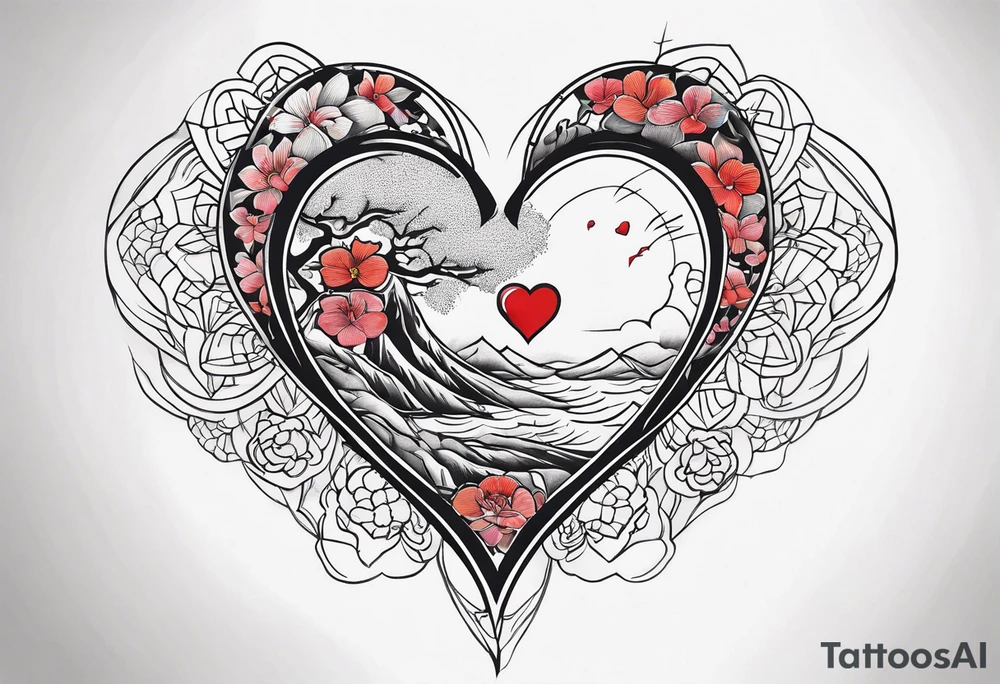 simple broken heart fine 
line tattoo idea