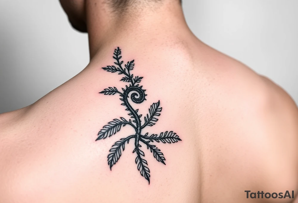 Small spiral
 firn plant moving clockwise tattoo idea