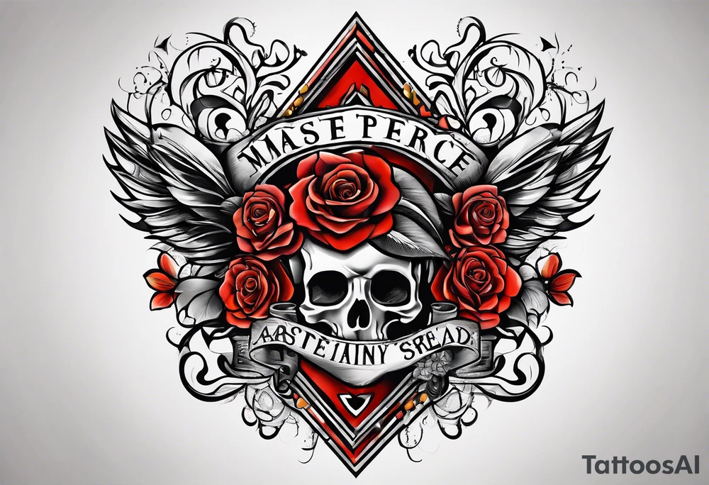 The letters AR together with the words always ready going down the side of the letters tattoo idea