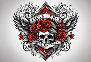 The letters AR together with the words always ready going down the side of the letters tattoo idea