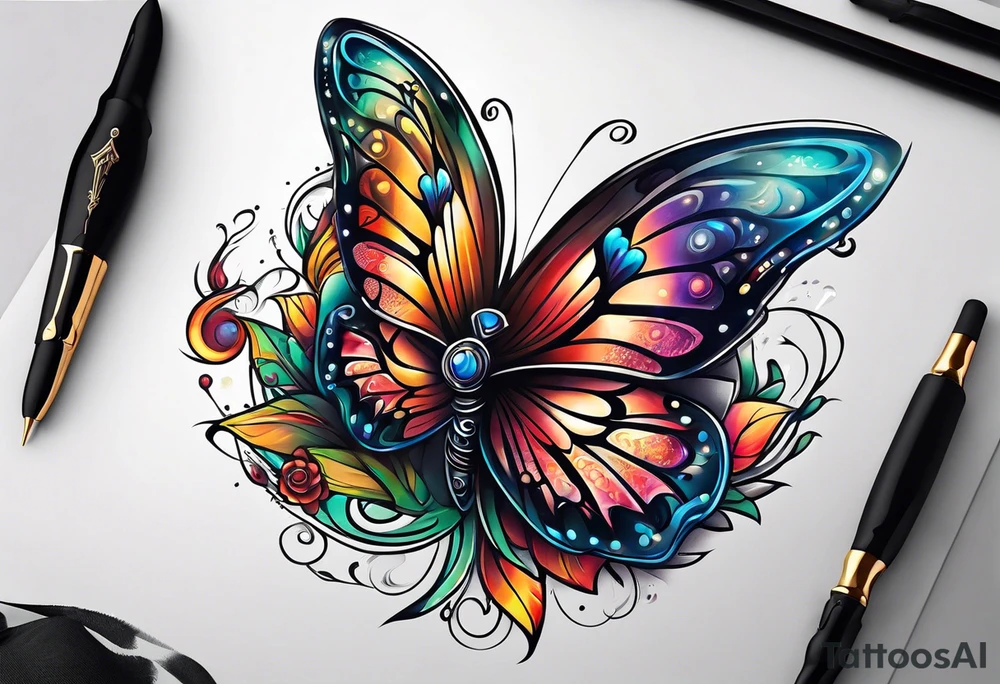 Fantasy butterfly tattoo idea
