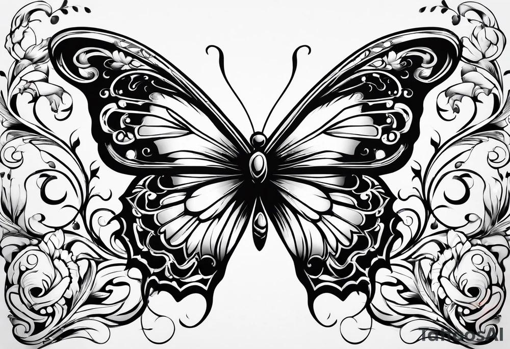 Butterfly with fire tattoo idea