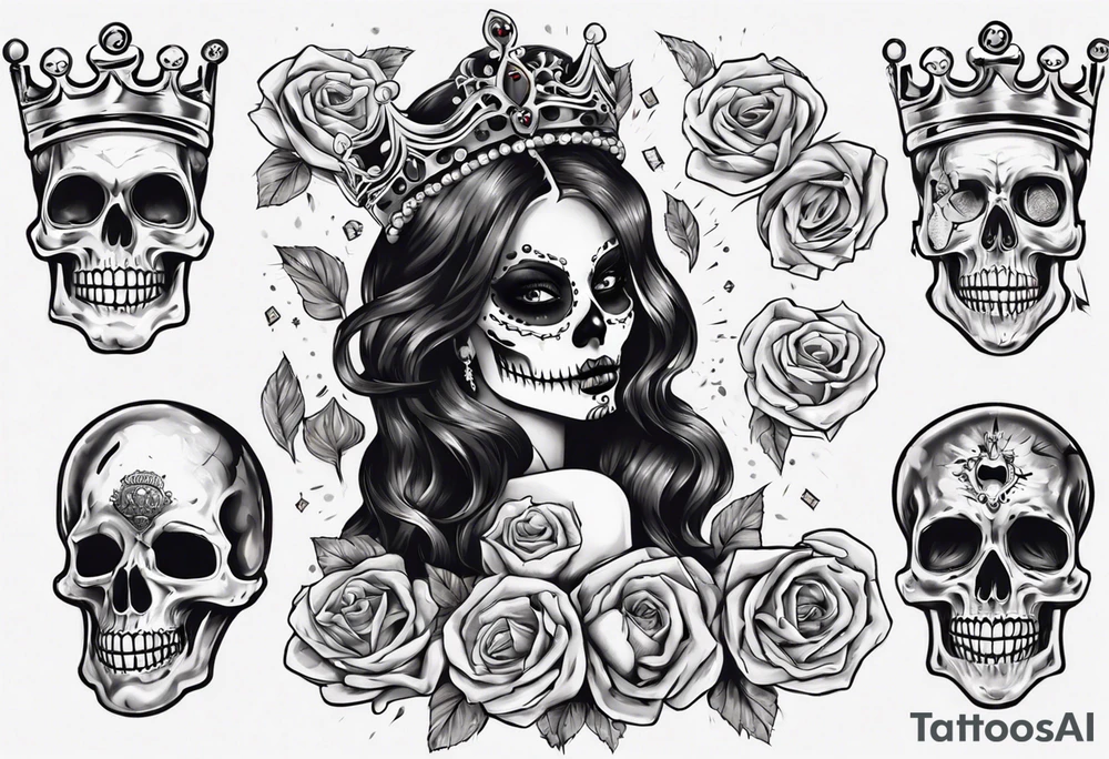 santa la muerta with money and crown
on the card tattoo idea
