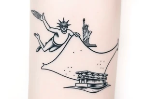Scooba diver, diving with manta ray belly to belly, huge big mac burger, statue of liberty, in los santos, tattoo idea