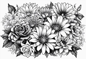 Asters, roses, Lillies, chrysanthemums tattoo idea