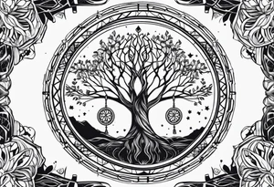 Dream catcher with tree of life in middle tattoo idea