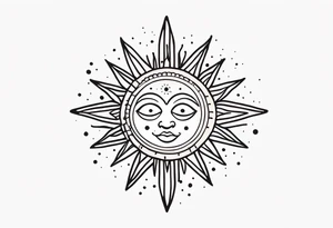 simplistic sun made of black dots tattoo idea