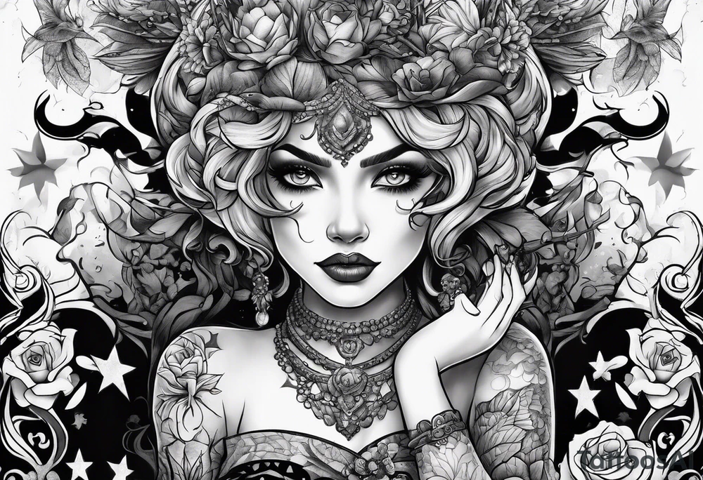 New age horror Disney with my kids names included tattoo idea