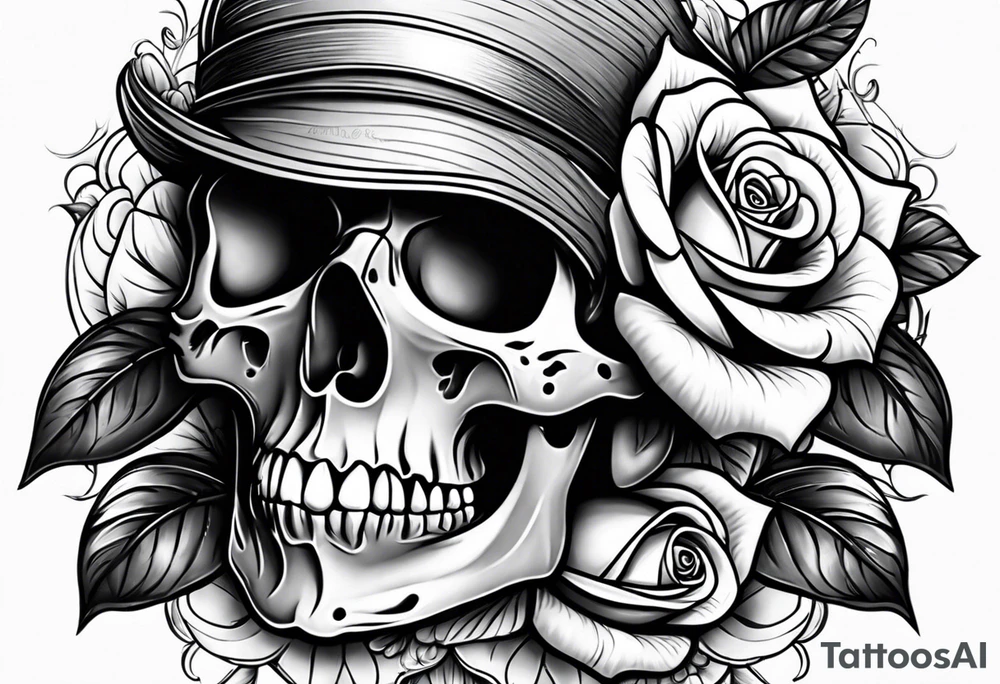 skull and rose tattoo idea