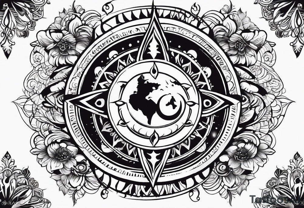 incorporating symbols of travel like a compass or a world map, alongside imagery that represents joy and happiness, such as a smiling sun or playful clouds? These elements can complement Lord Shiva in a dynamic and uplifting tattoo design, reflecting your adventurous spirit and positive outlook on life. tattoo idea