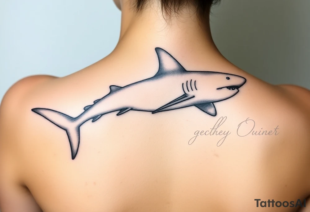 one lemon shark one whale shark going laterally up the spine tattoo idea