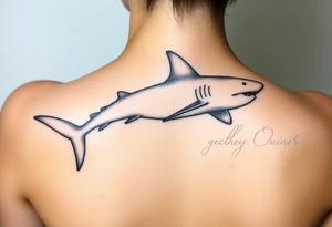 one lemon shark one whale shark going laterally up the spine tattoo idea