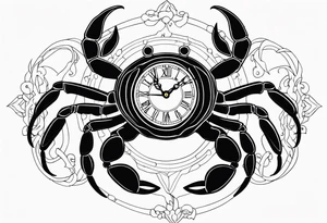 Zodiac crab with clock tattoo idea