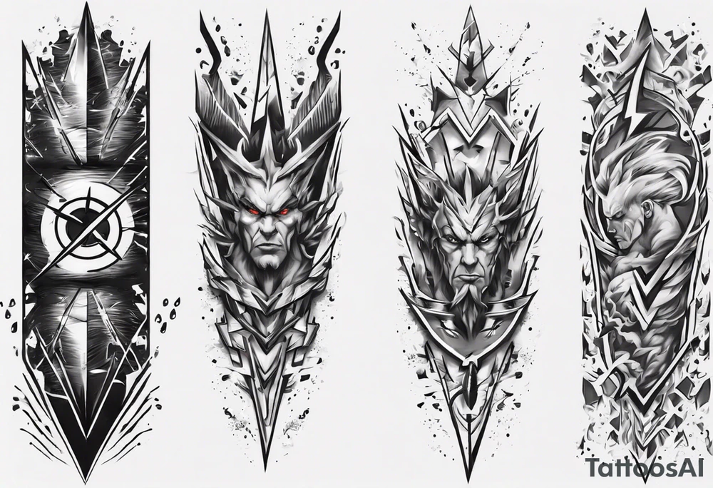 forearm sleeve thunder pattern tattoo idea