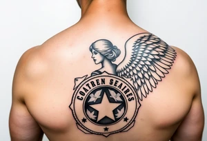 Female us coast guard officer carried by guardian angel tattoo idea
