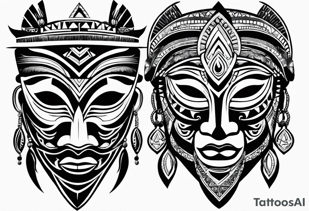 West African tribal mask simple tattoo idea