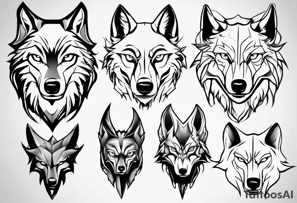wolf head tattoo idea
