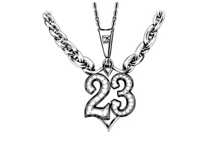Diamond Cuban link chain with number 23 pendant tattoo idea