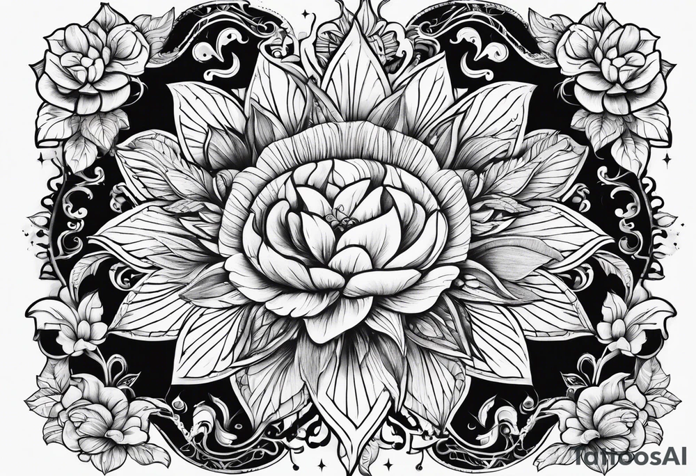 Floral sun and moon tattoo idea
