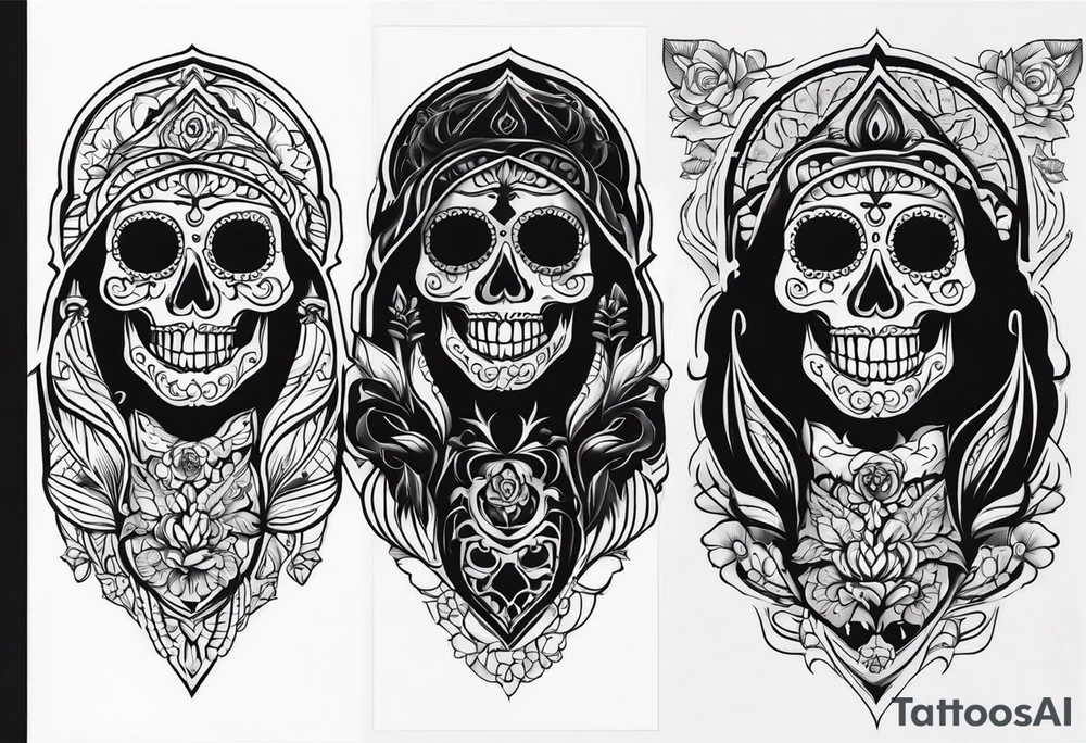 mexican style santa muerte tattoo for shoulder tattoo idea