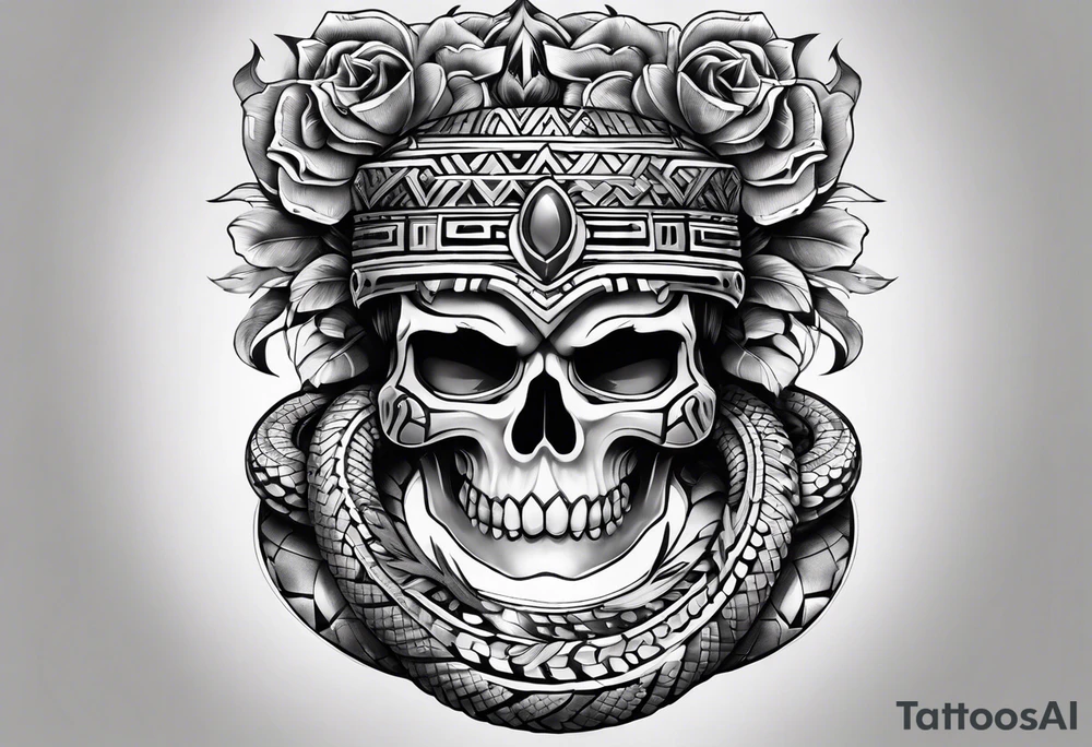 aztec double snake sleeve tattoo idea