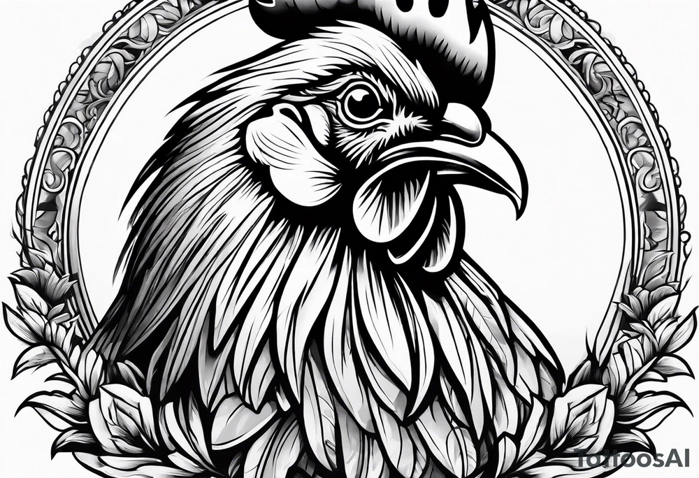 rooster holding a  gun tattoo idea