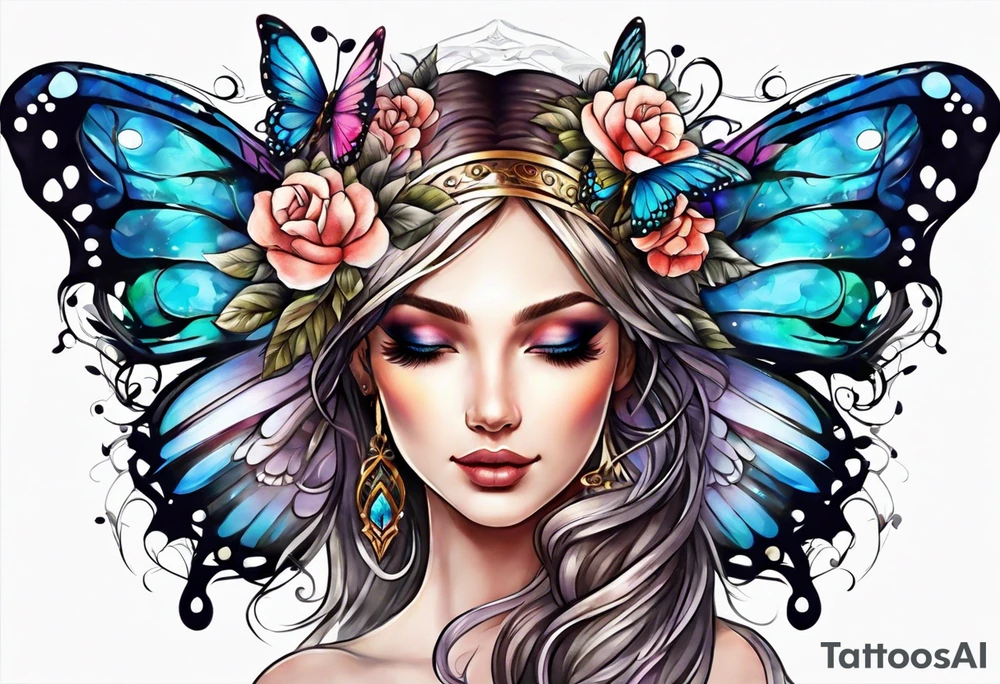 Butterfly with one Angel wing tattoo idea